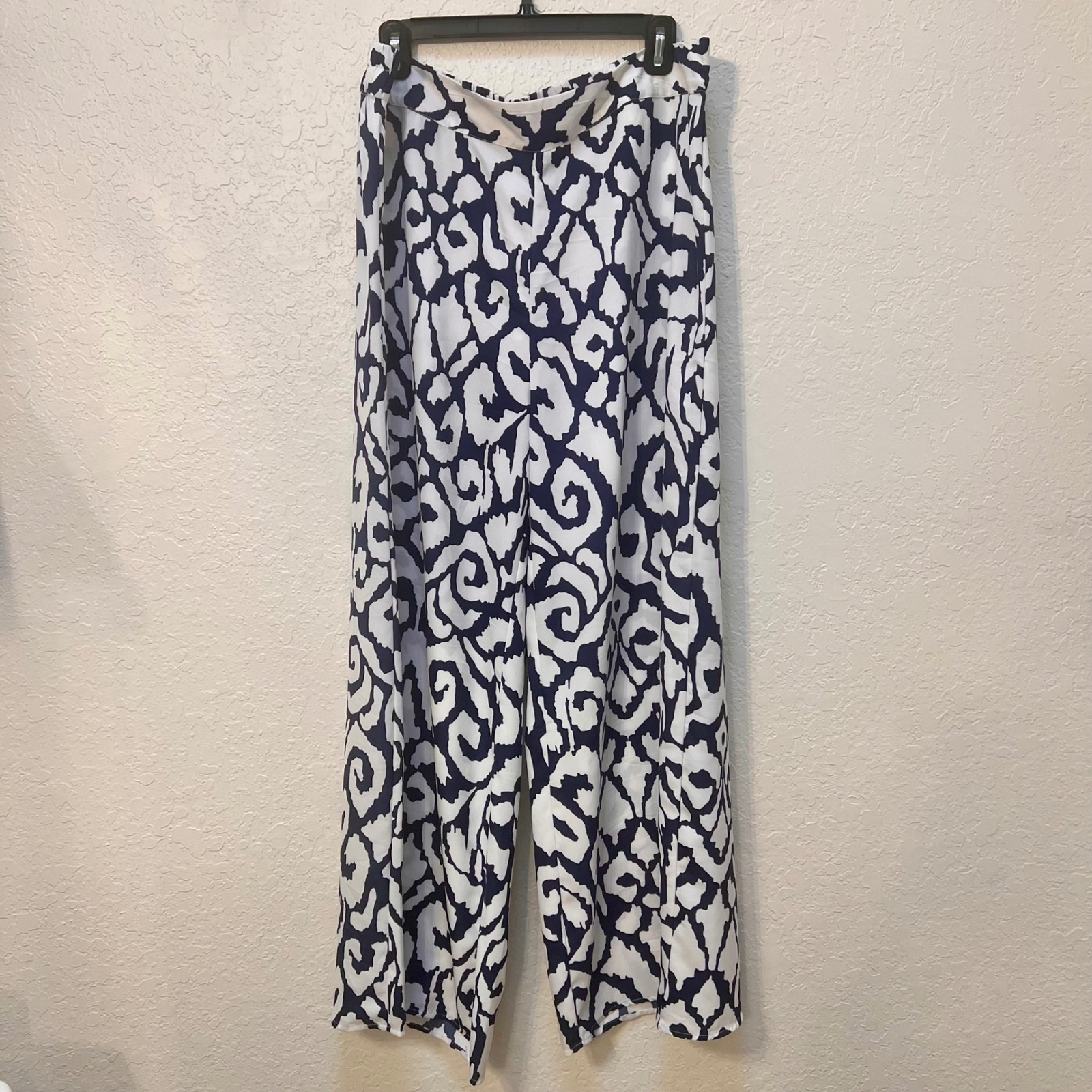 Soft Surroundings Coralina Pants Xl Navy White Abstract Wide Leg Nwt Resortwear
